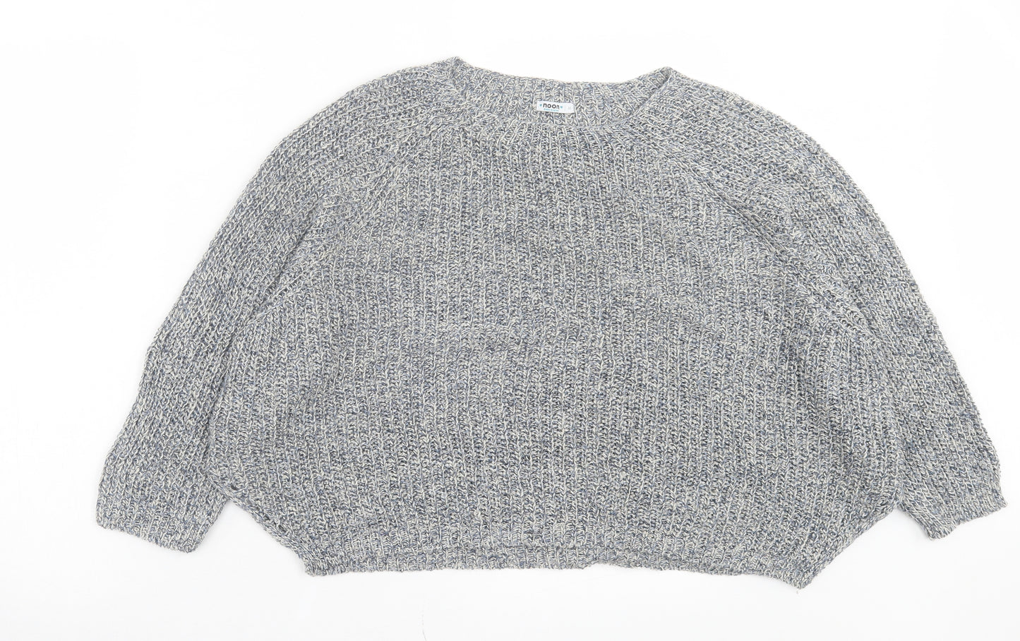 Noon Womens Blue Crew Neck Linen Pullover Jumper Size M