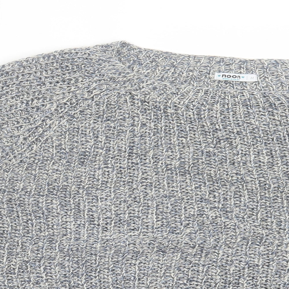 Noon Womens Blue Crew Neck Linen Pullover Jumper Size M