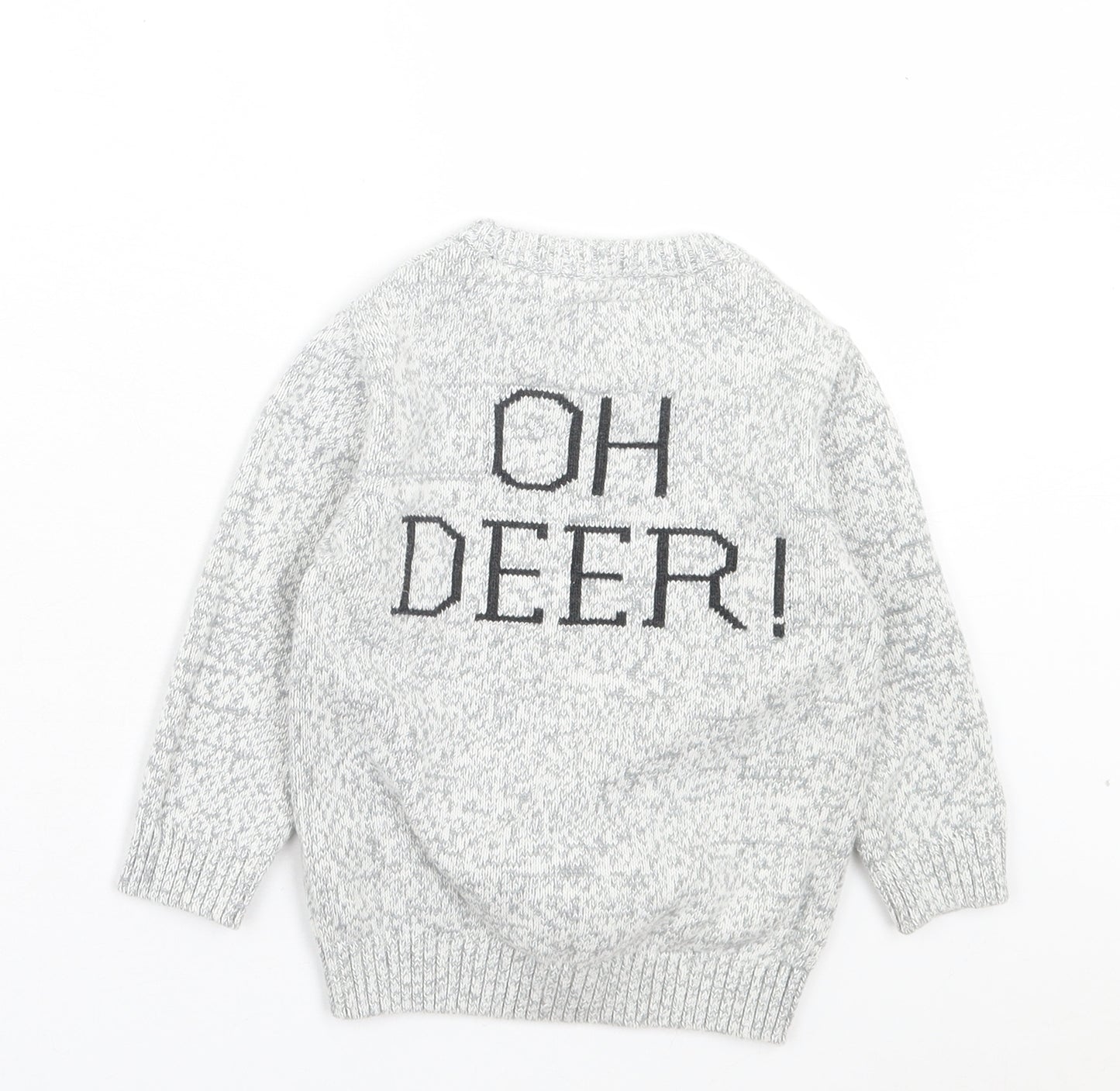 NEXT Boys Grey Crew Neck Cotton Pullover Jumper Size 2 Years Pullover - Christmas Reindeer