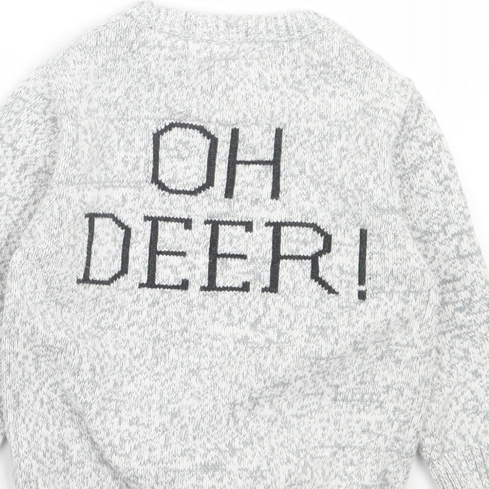 NEXT Boys Grey Crew Neck Cotton Pullover Jumper Size 2 Years Pullover - Christmas Reindeer