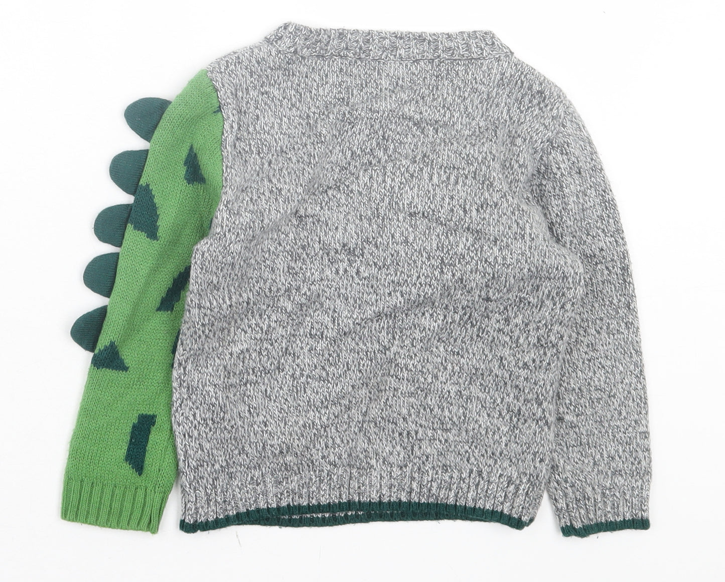 Nutmeg Boys Grey Crew Neck Acrylic Pullover Jumper Size 2-3 Years Pullover - Aligator