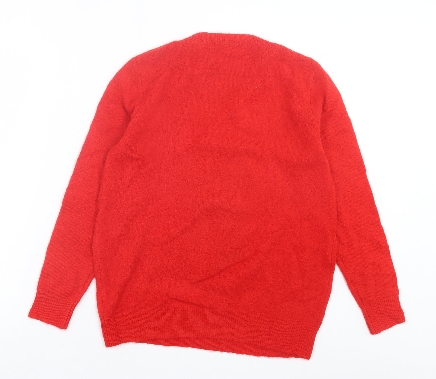 TU Womens Red Crew Neck Acrylic Pullover Jumper Size 14 - Christmas