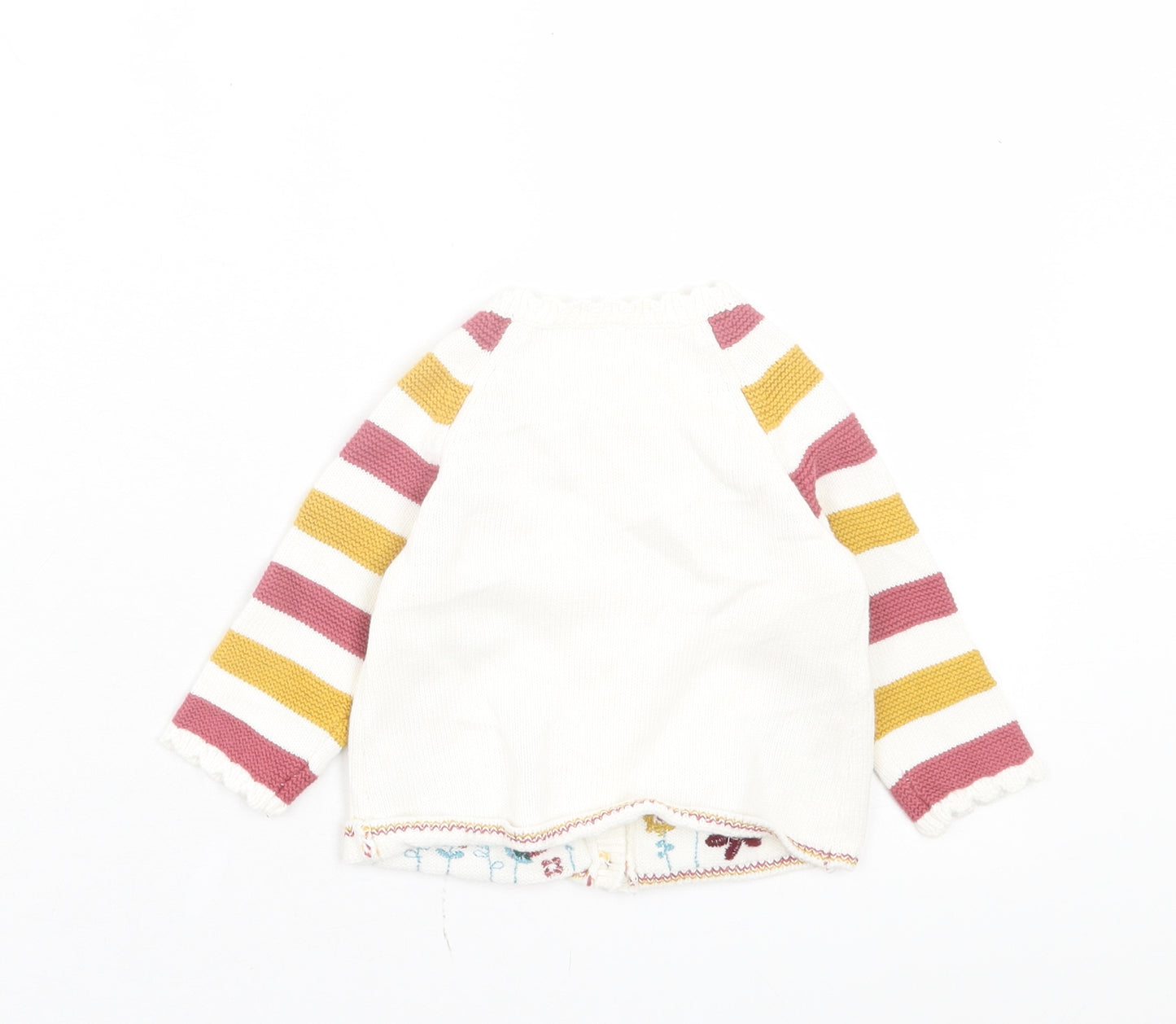 TU Girls Multicoloured Striped Cotton Cardigan Jumper Size 3-6 Months Button