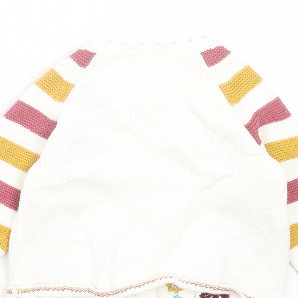 TU Girls Multicoloured Striped Cotton Cardigan Jumper Size 3-6 Months Button