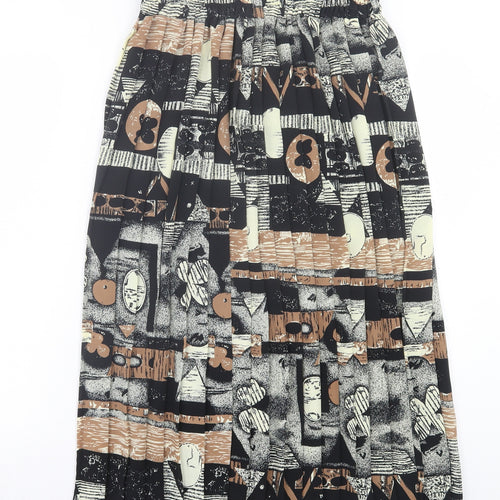 Preworn Womens Black Geometric Polyester A-Line Skirt Size 30 in