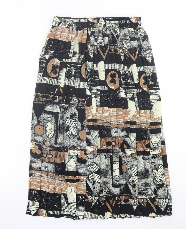 Preworn Womens Black Geometric Polyester A-Line Skirt Size 30 in