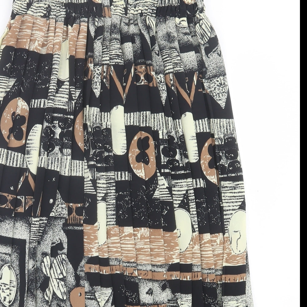 Preworn Womens Black Geometric Polyester A-Line Skirt Size 30 in