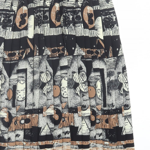 Preworn Womens Black Geometric Polyester A-Line Skirt Size 30 in
