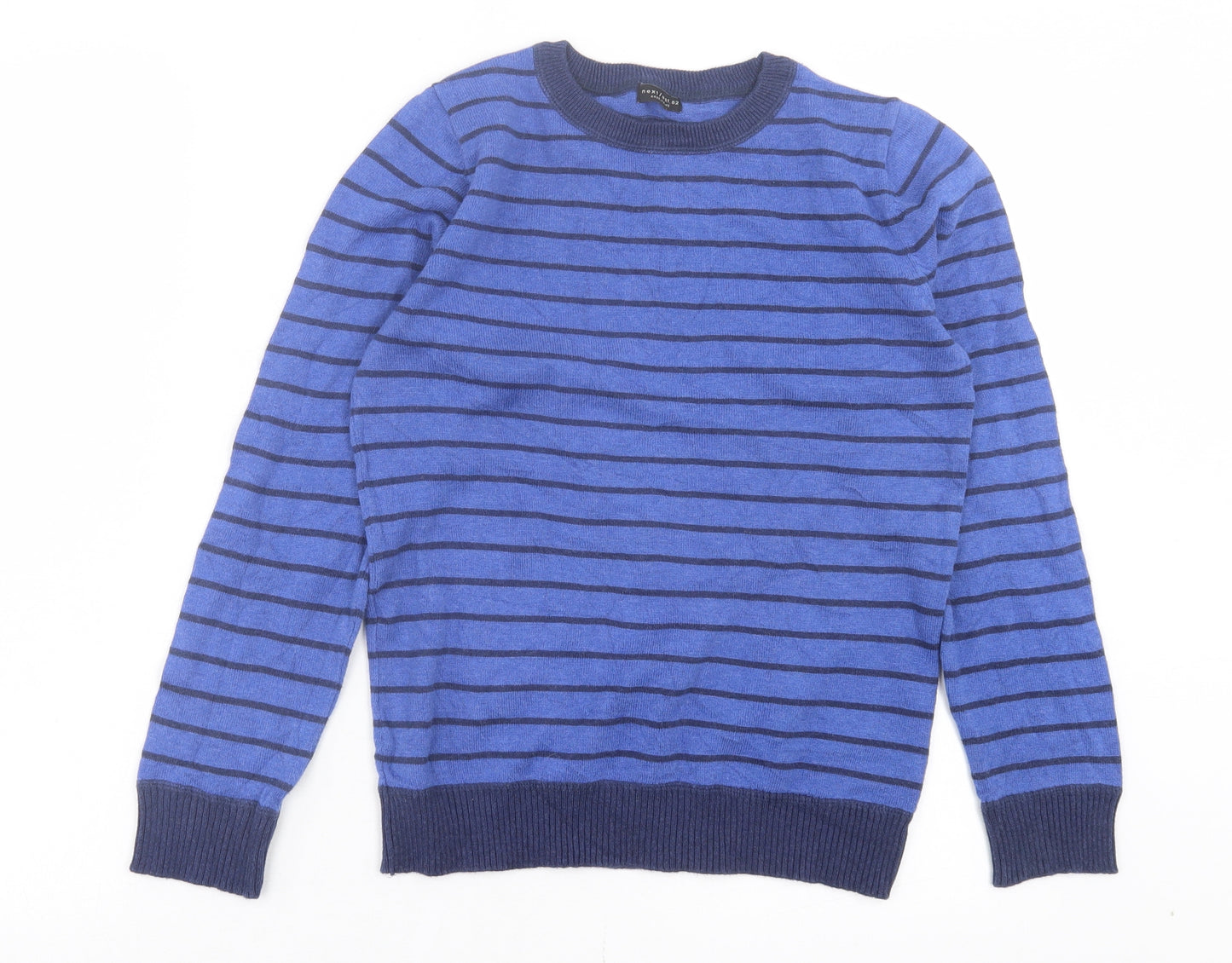 NEXT Boys Blue Crew Neck Striped Cotton Pullover Jumper Size 11 Years Pullover