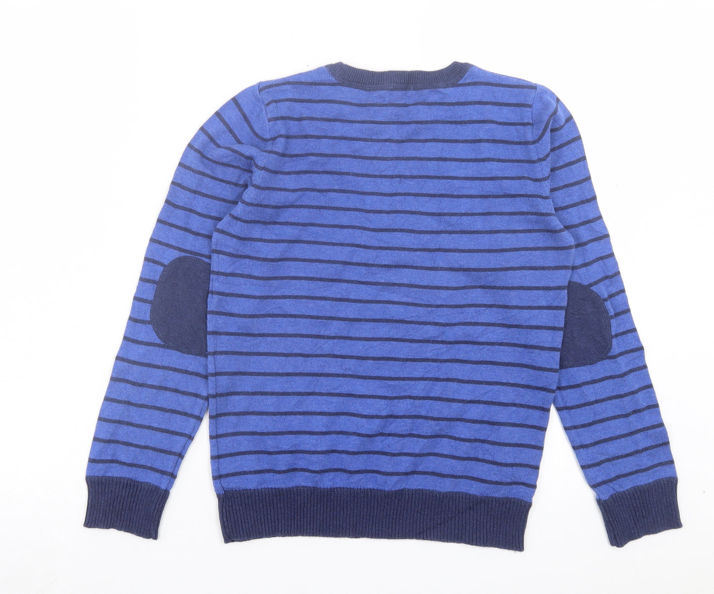 NEXT Boys Blue Crew Neck Striped Cotton Pullover Jumper Size 11 Years Pullover