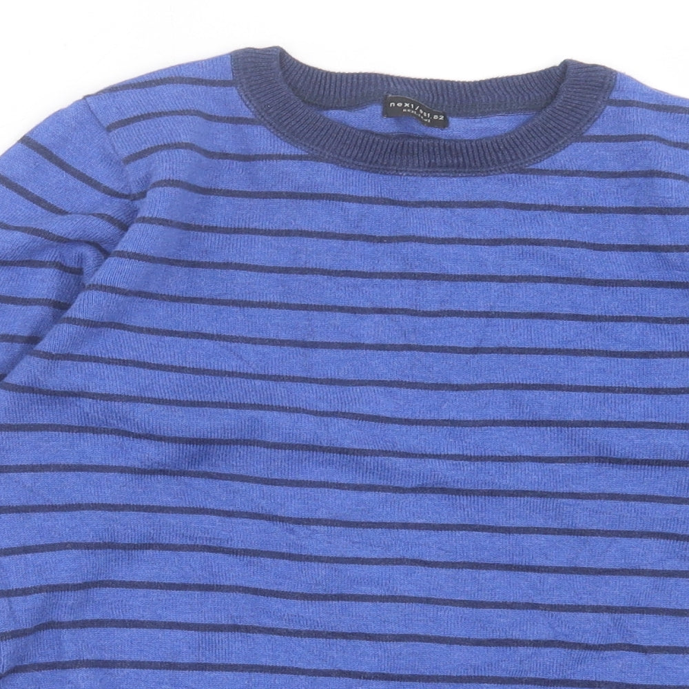 NEXT Boys Blue Crew Neck Striped Cotton Pullover Jumper Size 11 Years Pullover