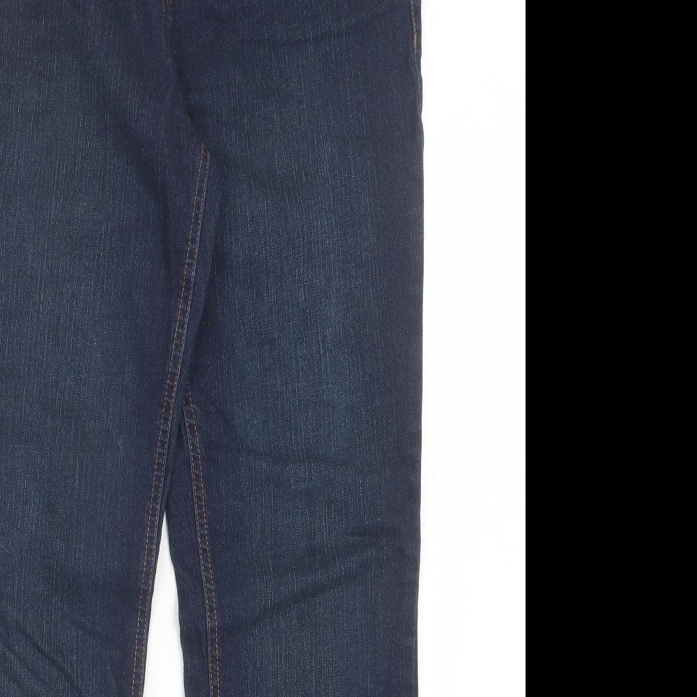 Debenhams Womens Blue Cotton Bootcut Jeans Size 14 L29 in Regular Button