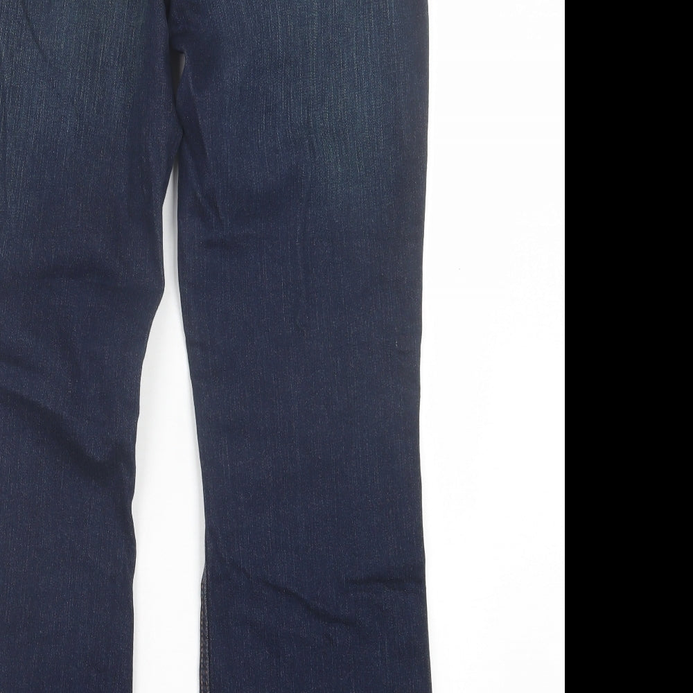 Debenhams Womens Blue Cotton Bootcut Jeans Size 14 L29 in Regular Button