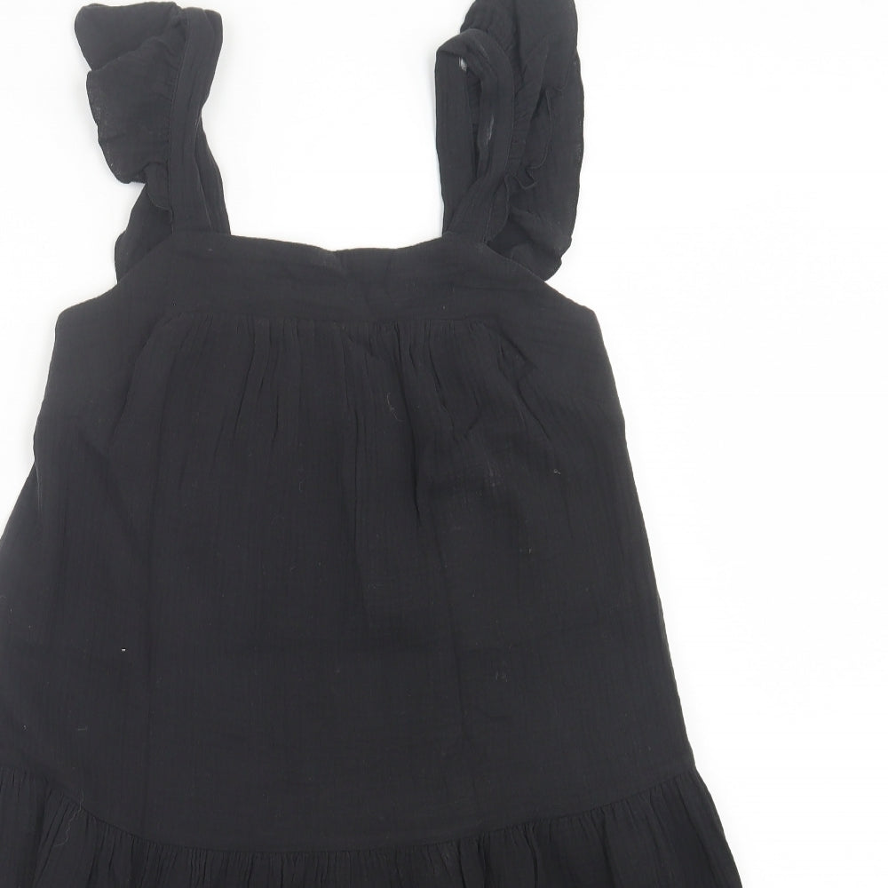 Papaya Womens Black Cotton A-Line Size 8 Square Neck Pullover