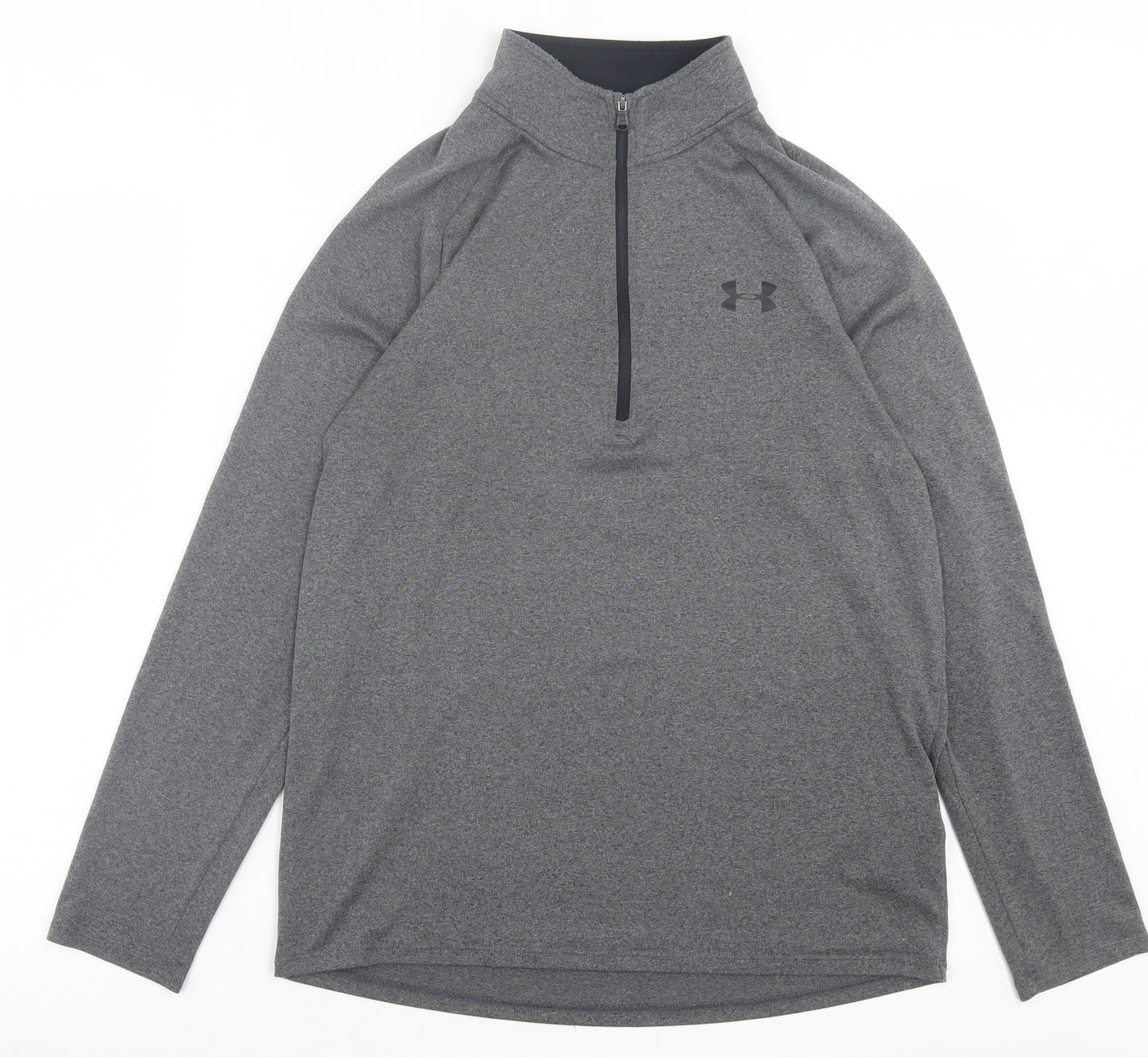 Under armour Mens Grey Polyester Basic Casual Size S High Neck Zip