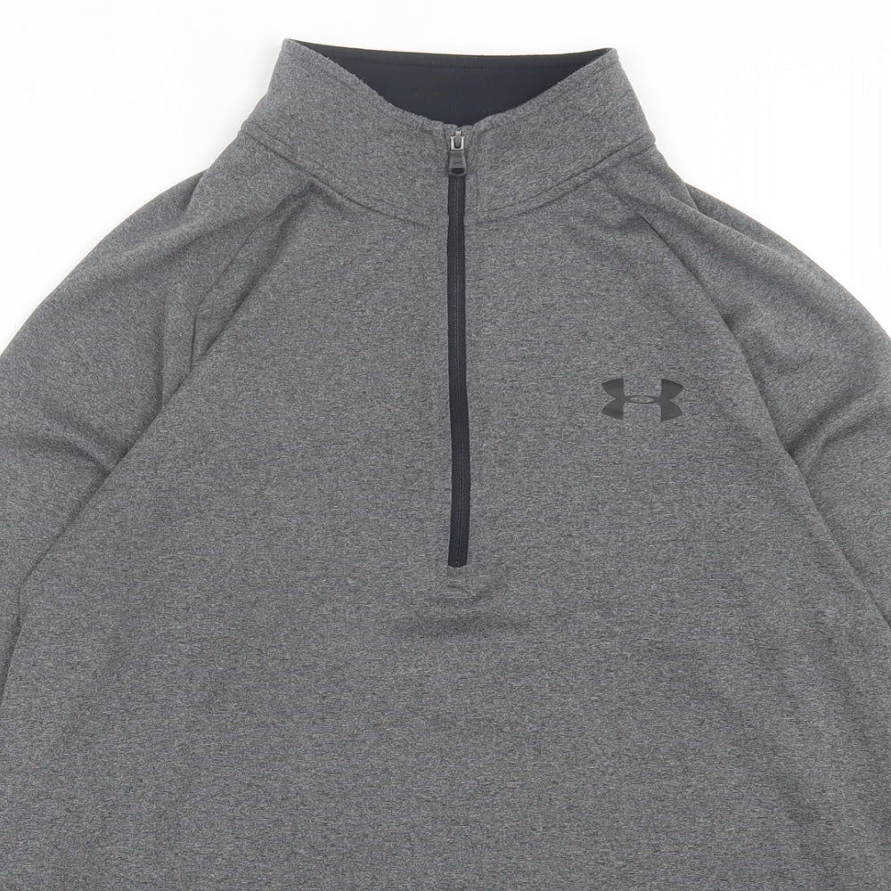 Under armour Mens Grey Polyester Basic Casual Size S High Neck Zip