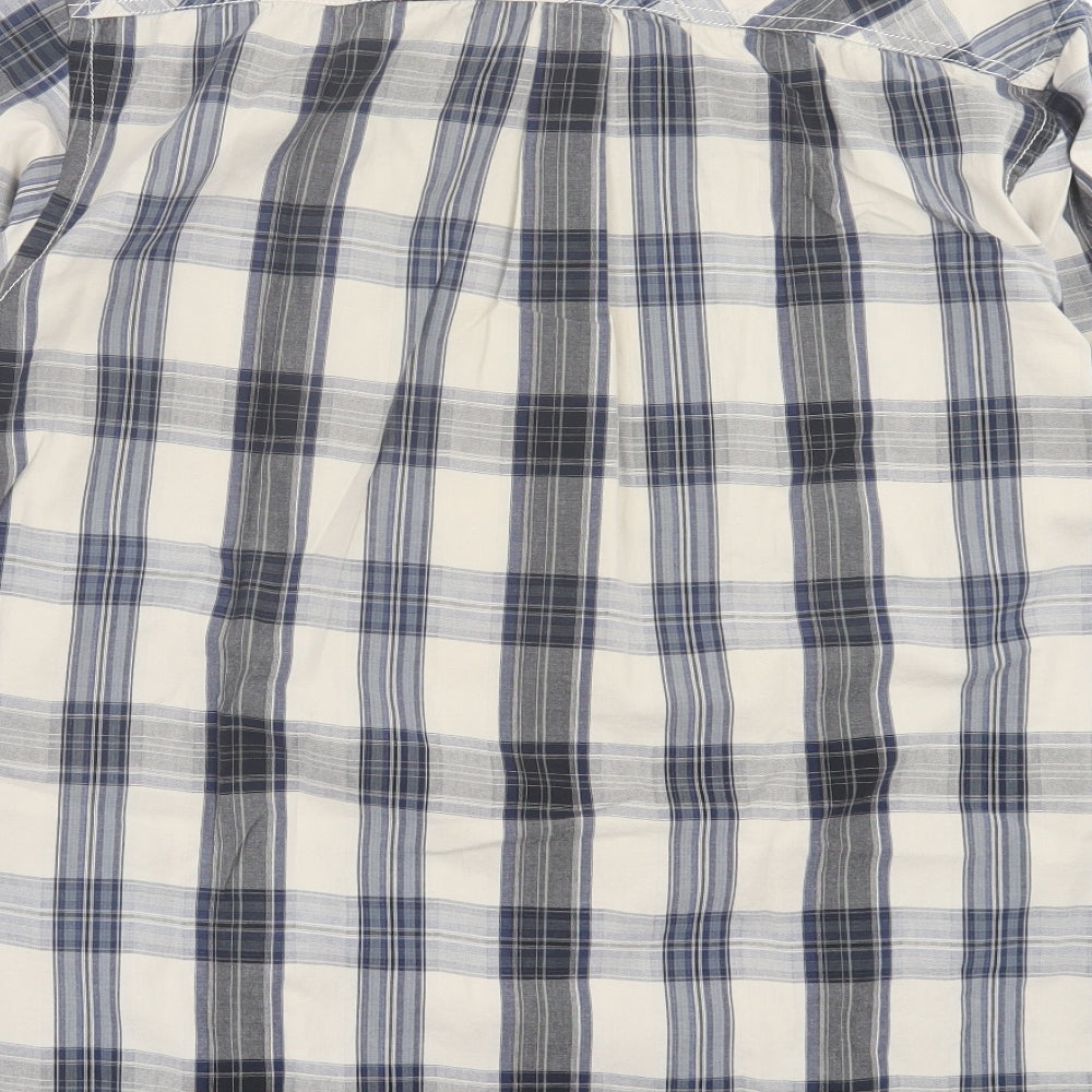 Marks and Spencer Mens Blue Plaid Cotton Button-Up Size XL Collared Button
