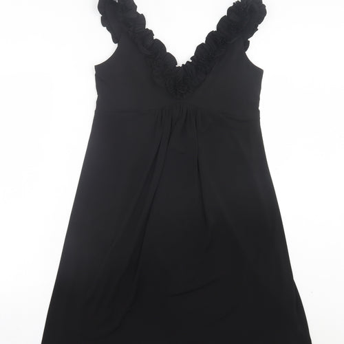 Wallis Womens Black Polyester A-Line Size 12 V-Neck Pullover