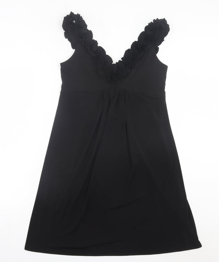 Wallis Womens Black Polyester A-Line Size 12 V-Neck Pullover