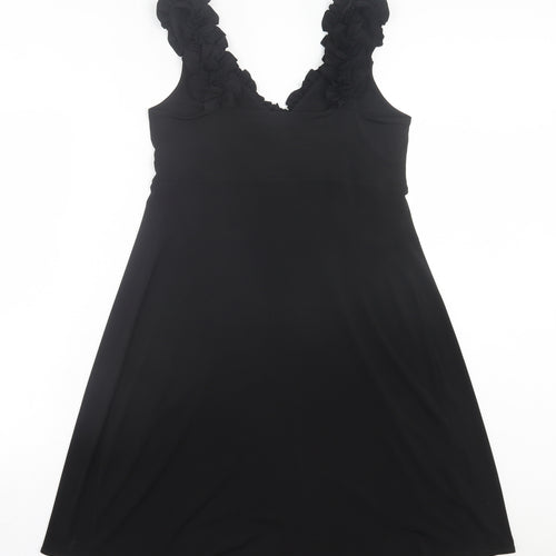 Wallis Womens Black Polyester A-Line Size 12 V-Neck Pullover