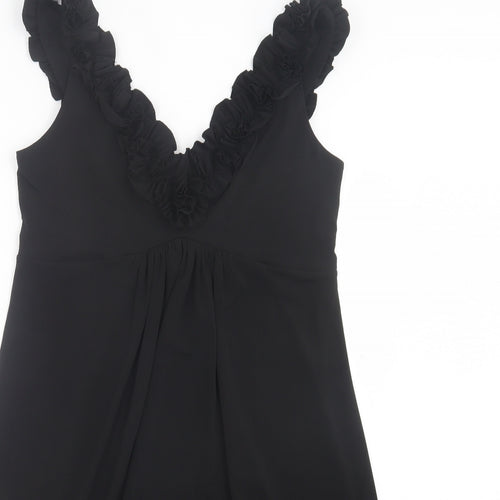 Wallis Womens Black Polyester A-Line Size 12 V-Neck Pullover