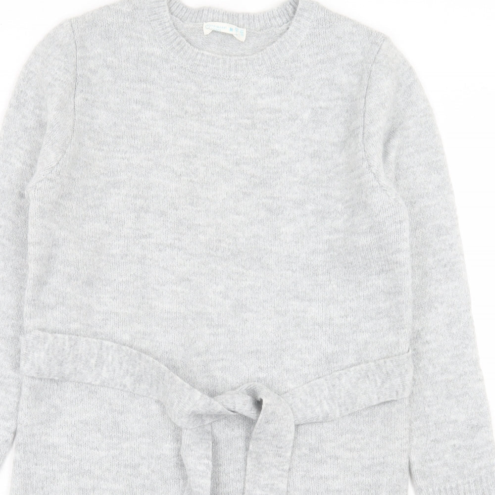 Primark Womens Grey Acrylic Jumper Dress Size M Crew Neck Pullover