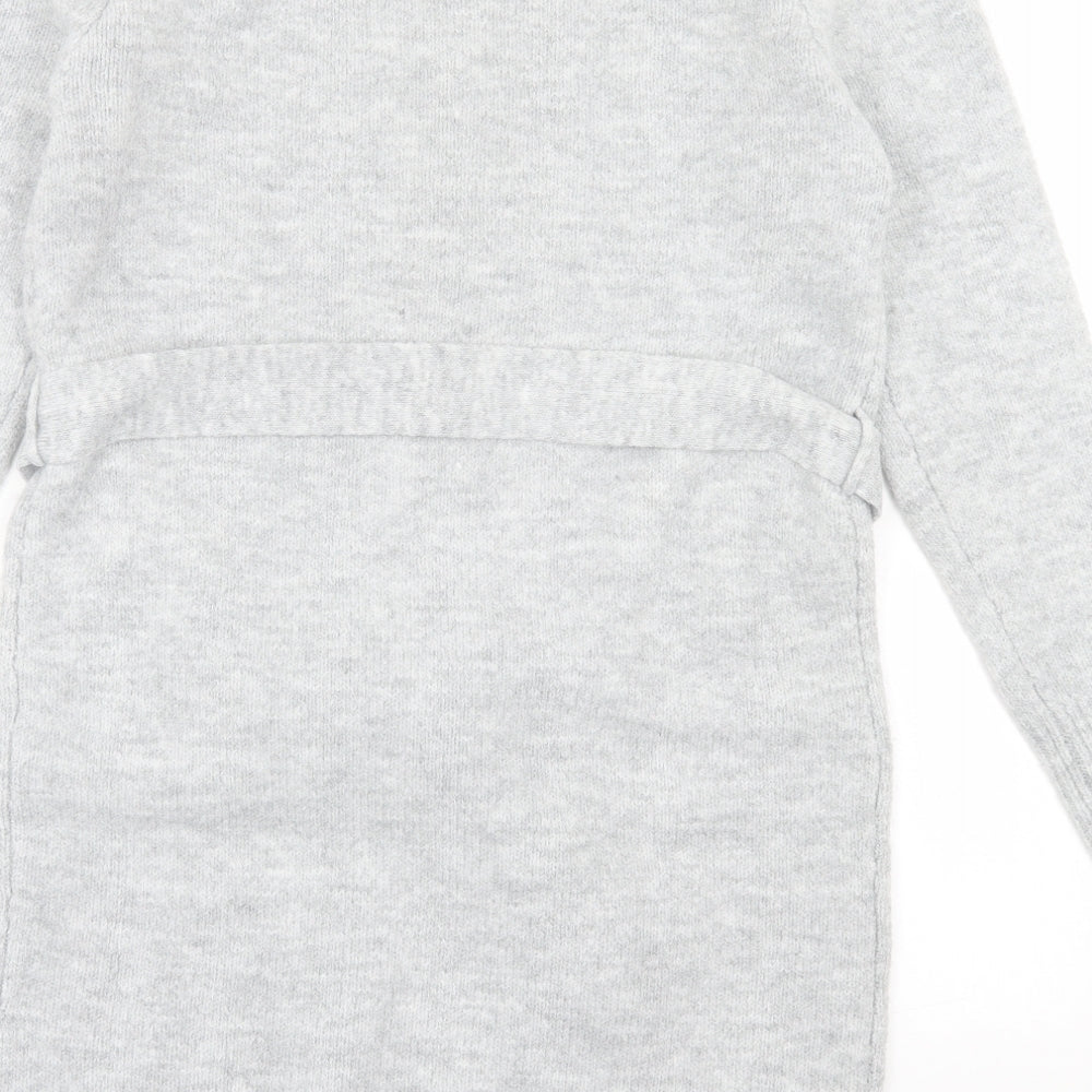Primark Womens Grey Acrylic Jumper Dress Size M Crew Neck Pullover