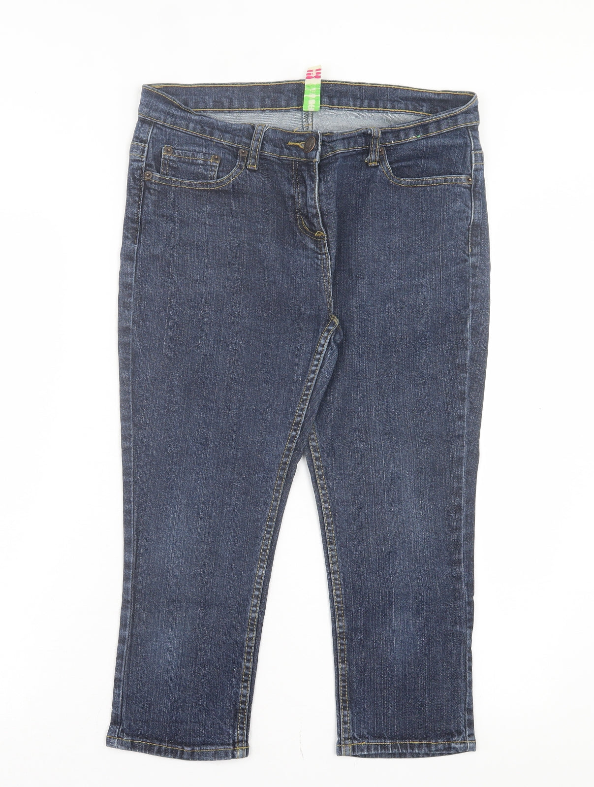 Denim & Co. Womens Blue Cotton Cropped Jeans Size 12 L20 in Regular Button