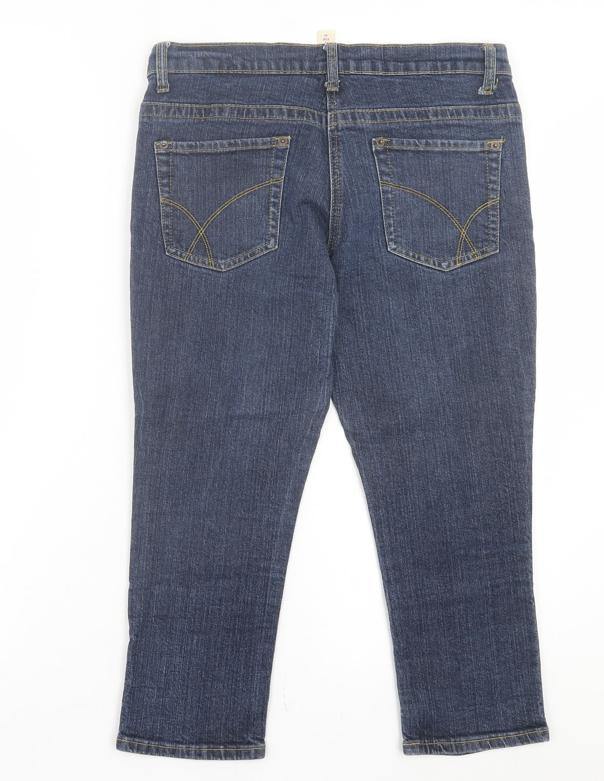 Denim & Co. Womens Blue Cotton Cropped Jeans Size 12 L20 in Regular Button