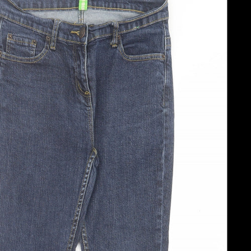 Denim & Co. Womens Blue Cotton Cropped Jeans Size 12 L20 in Regular Button