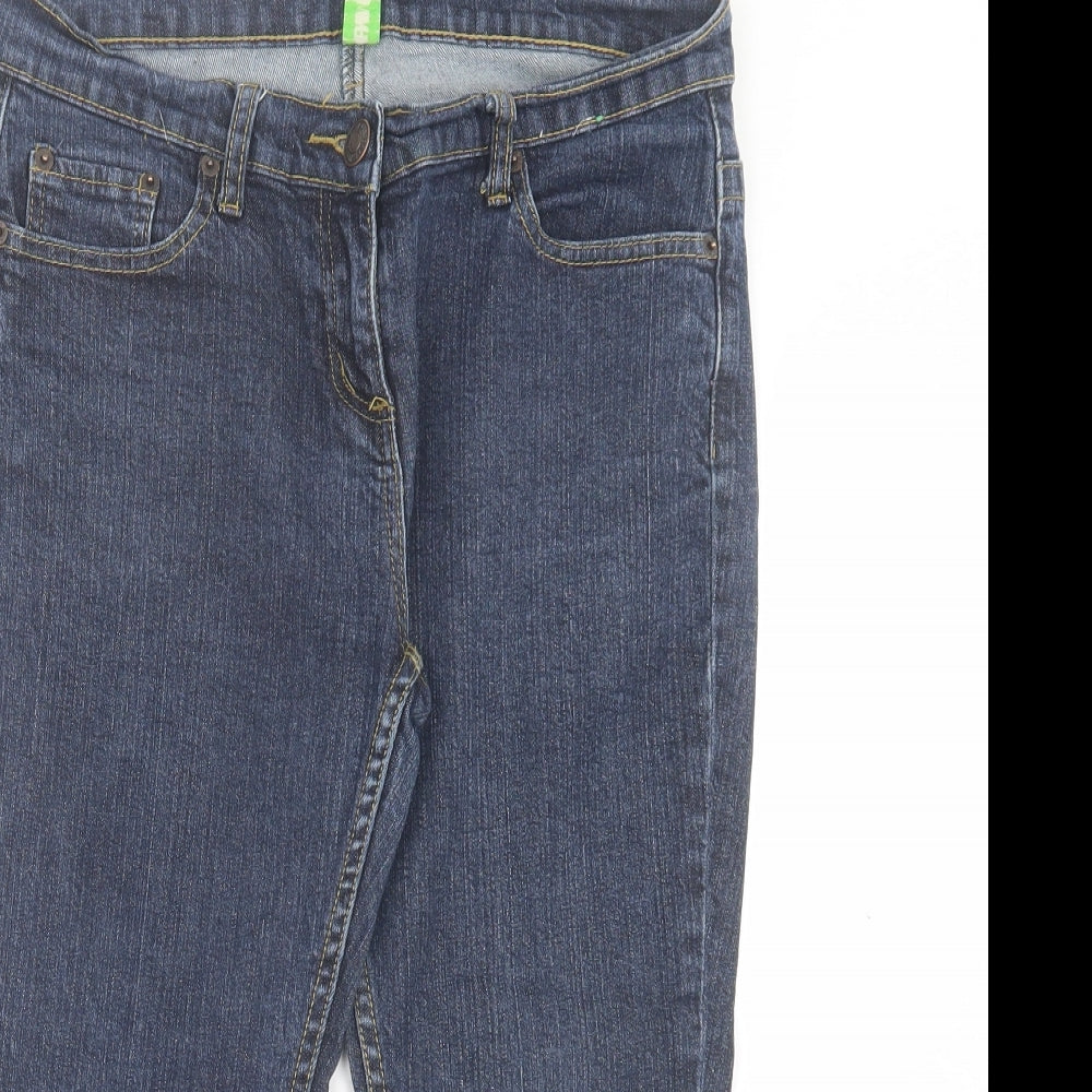Denim & Co. Womens Blue Cotton Cropped Jeans Size 12 L20 in Regular Button