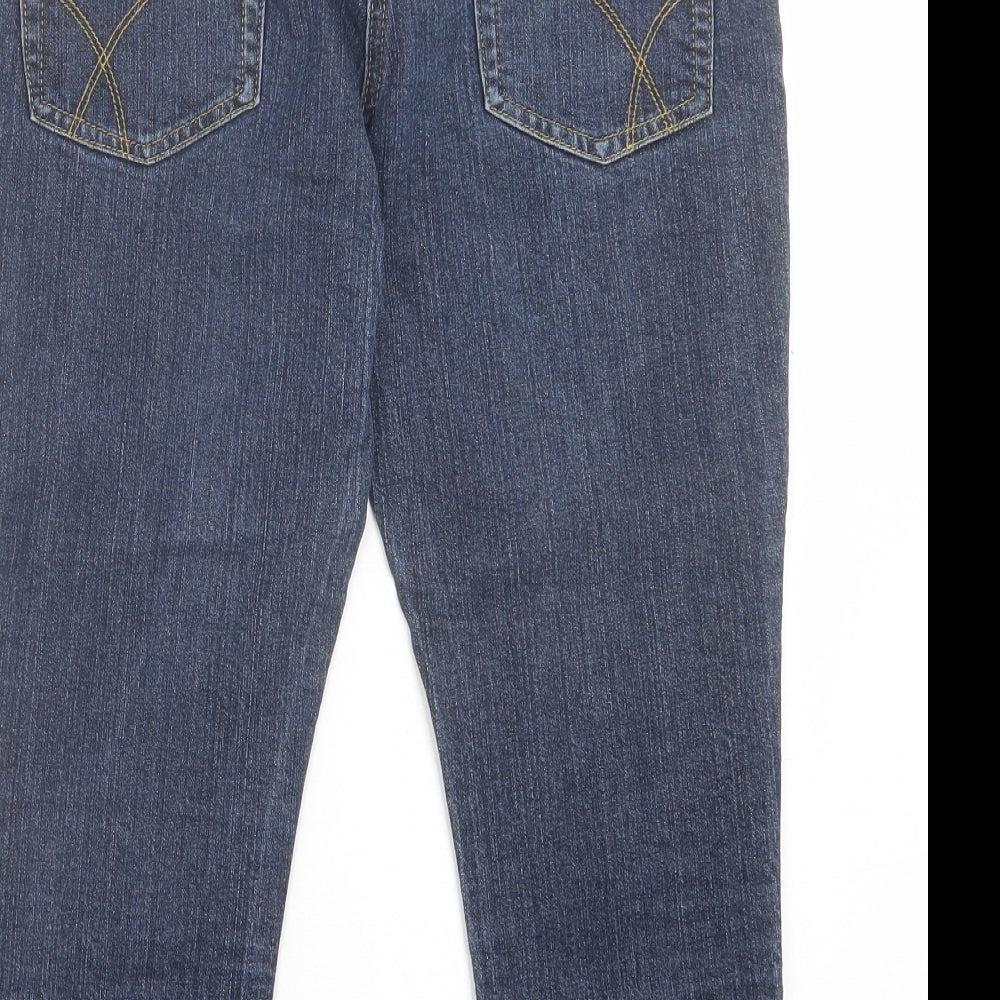 Denim & Co. Womens Blue Cotton Cropped Jeans Size 12 L20 in Regular Button