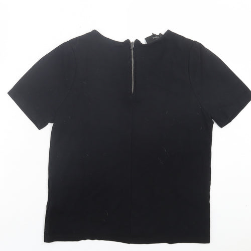 NEXT Womens Black Animal Print Acrylic Basic T-Shirt Size 12 Crew Neck