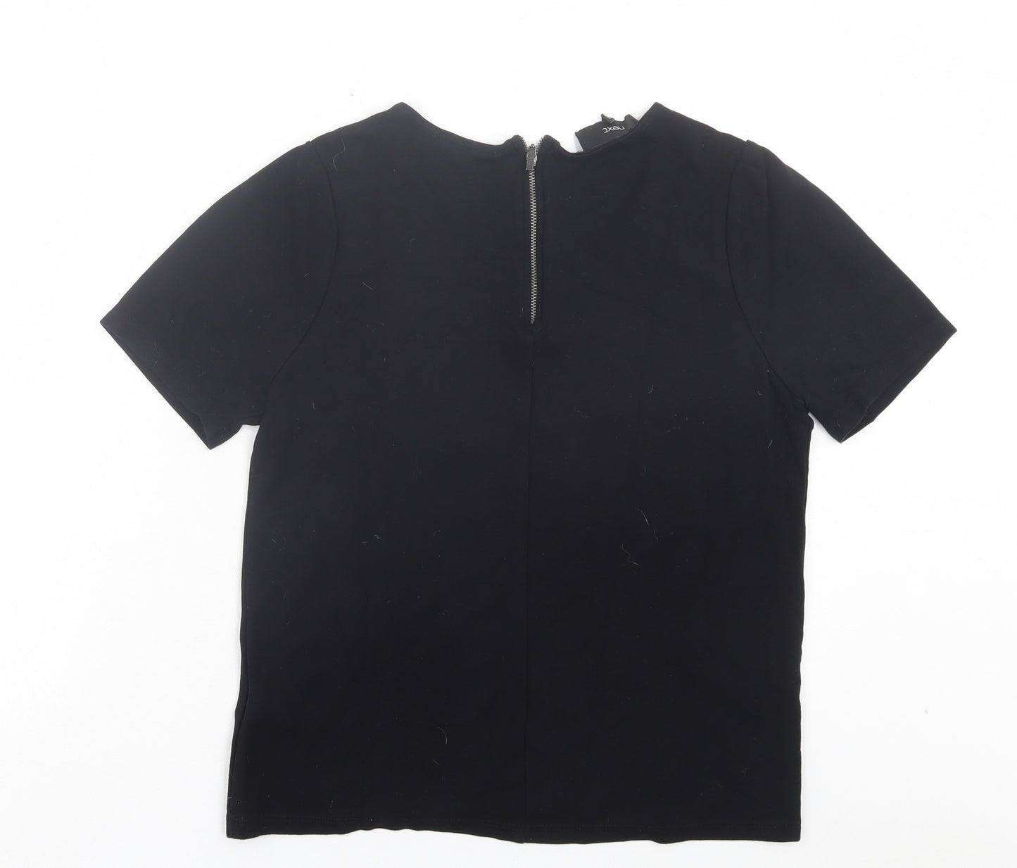NEXT Womens Black Animal Print Acrylic Basic T-Shirt Size 12 Crew Neck