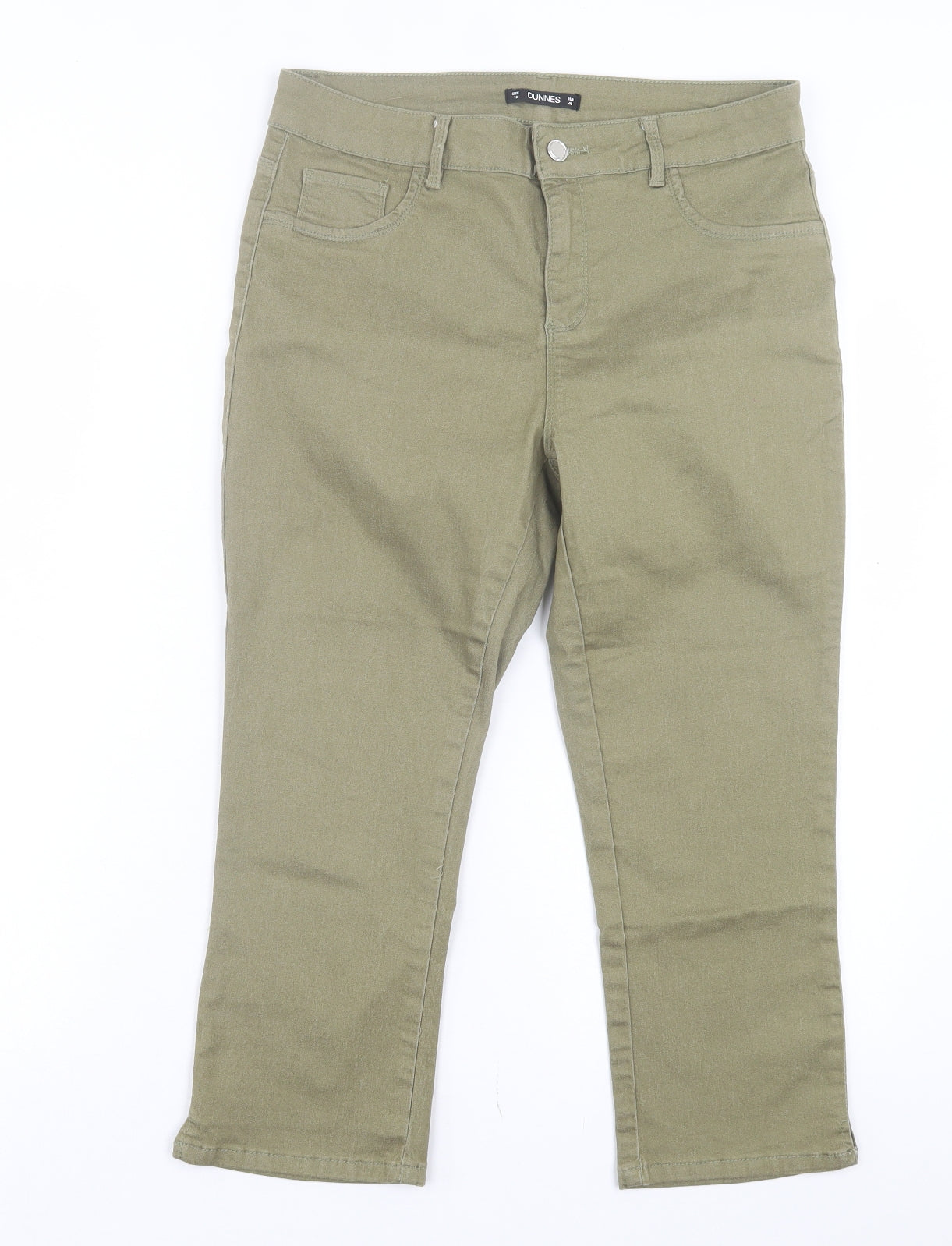 Dunnes Stores Womens Green Cotton Cropped Jeans Size 12 L20 in Regular Button