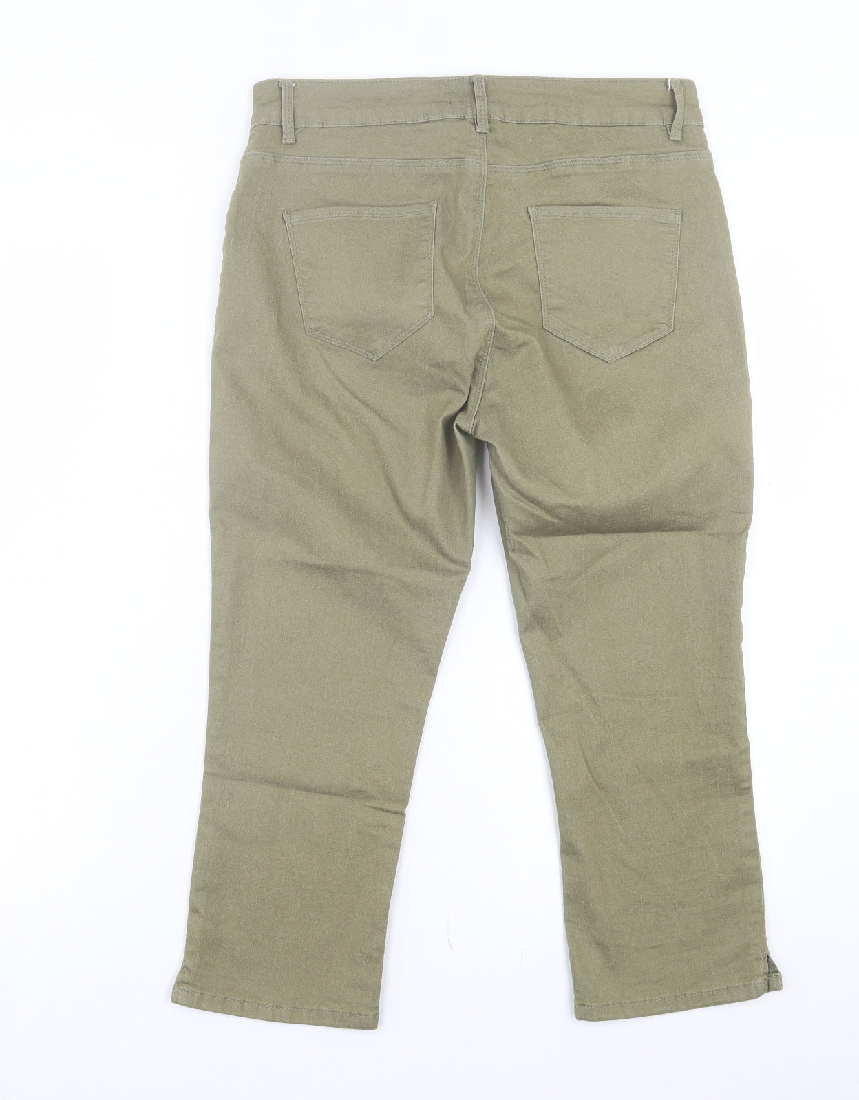 Dunnes Stores Womens Green Cotton Cropped Jeans Size 12 L20 in Regular Button