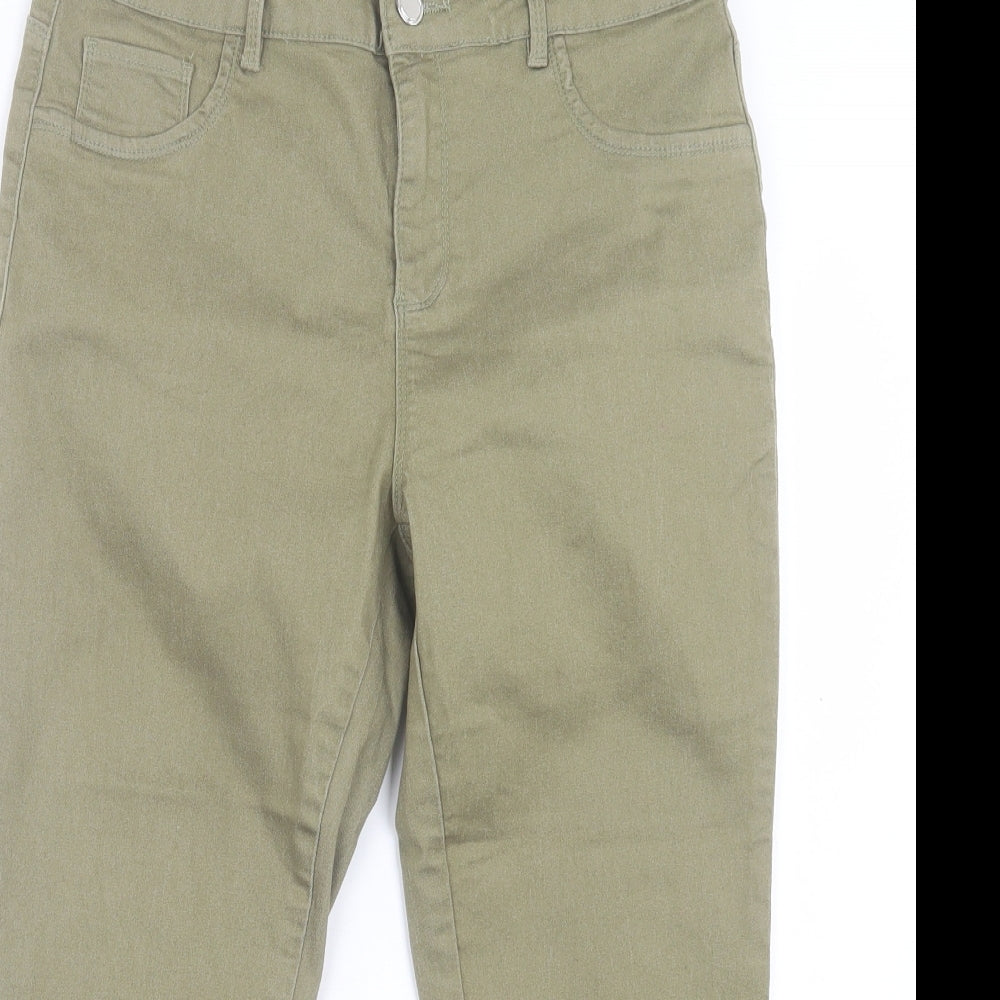 Dunnes Stores Womens Green Cotton Cropped Jeans Size 12 L20 in Regular Button