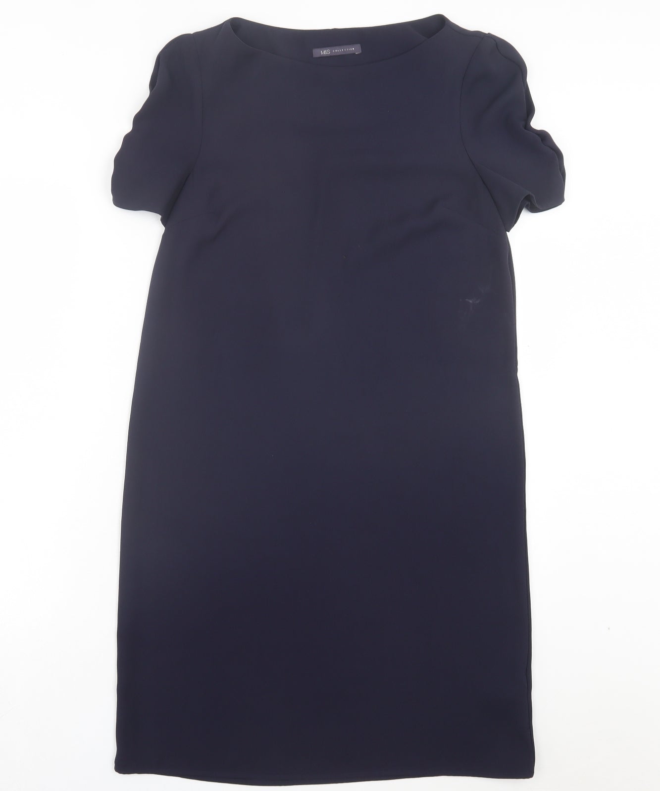 Marks and Spencer Womens Blue Polyester Shift Size 10 Boat Neck Pullover