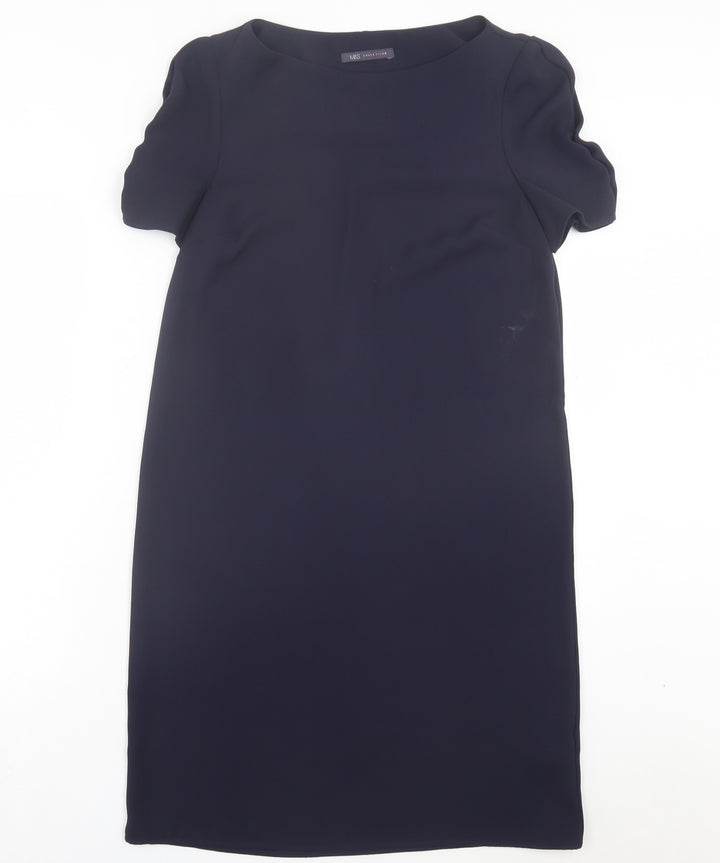 Marks and Spencer Womens Blue Polyester Shift Size 10 Boat Neck Pullover