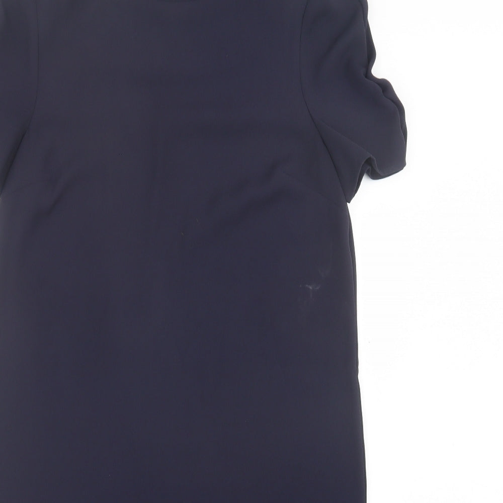 Marks and Spencer Womens Blue Polyester Shift Size 10 Boat Neck Pullover