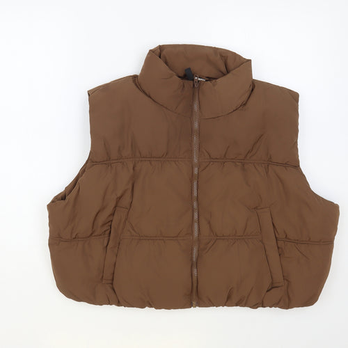 H&M Womens Brown Gilet Coat Size XL Zip