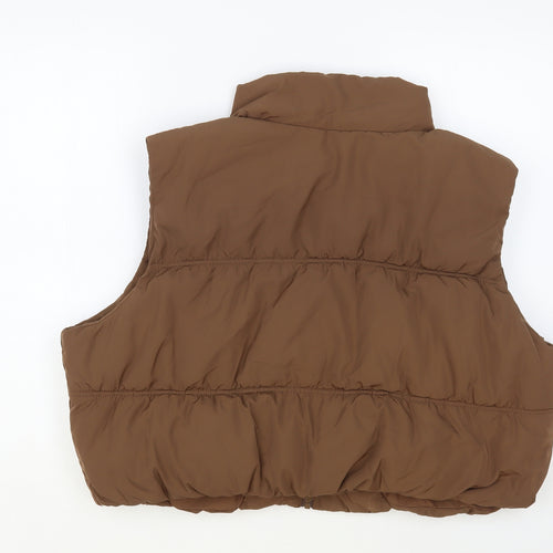 H&M Womens Brown Gilet Coat Size XL Zip