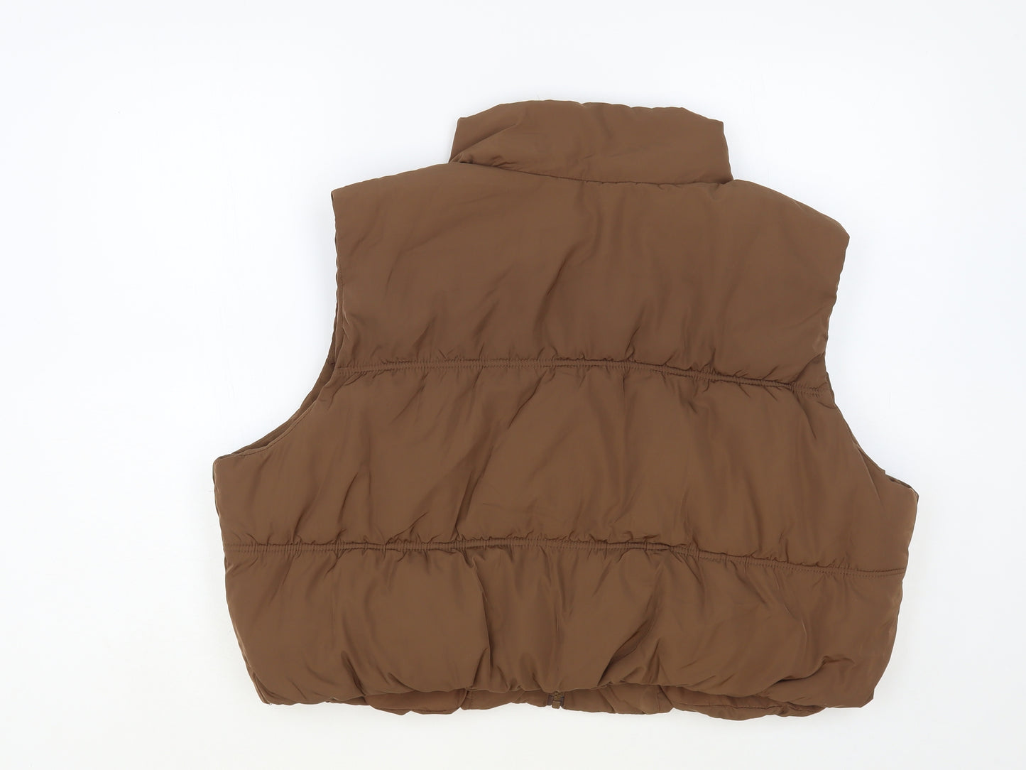 H&M Womens Brown Gilet Coat Size XL Zip