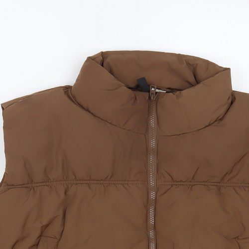 H&M Womens Brown Gilet Coat Size XL Zip