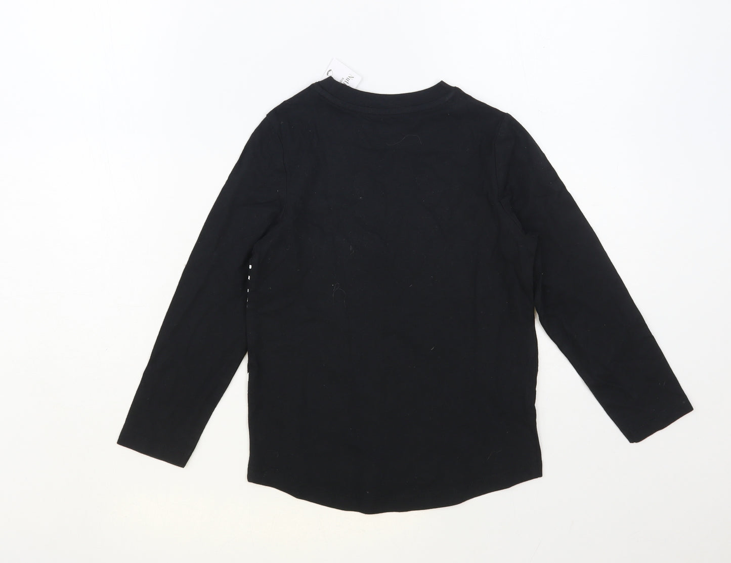 Nutmeg Boys Black Cotton Pullover T-Shirt Size 6-7 Years Crew Neck Pullover - Tiger