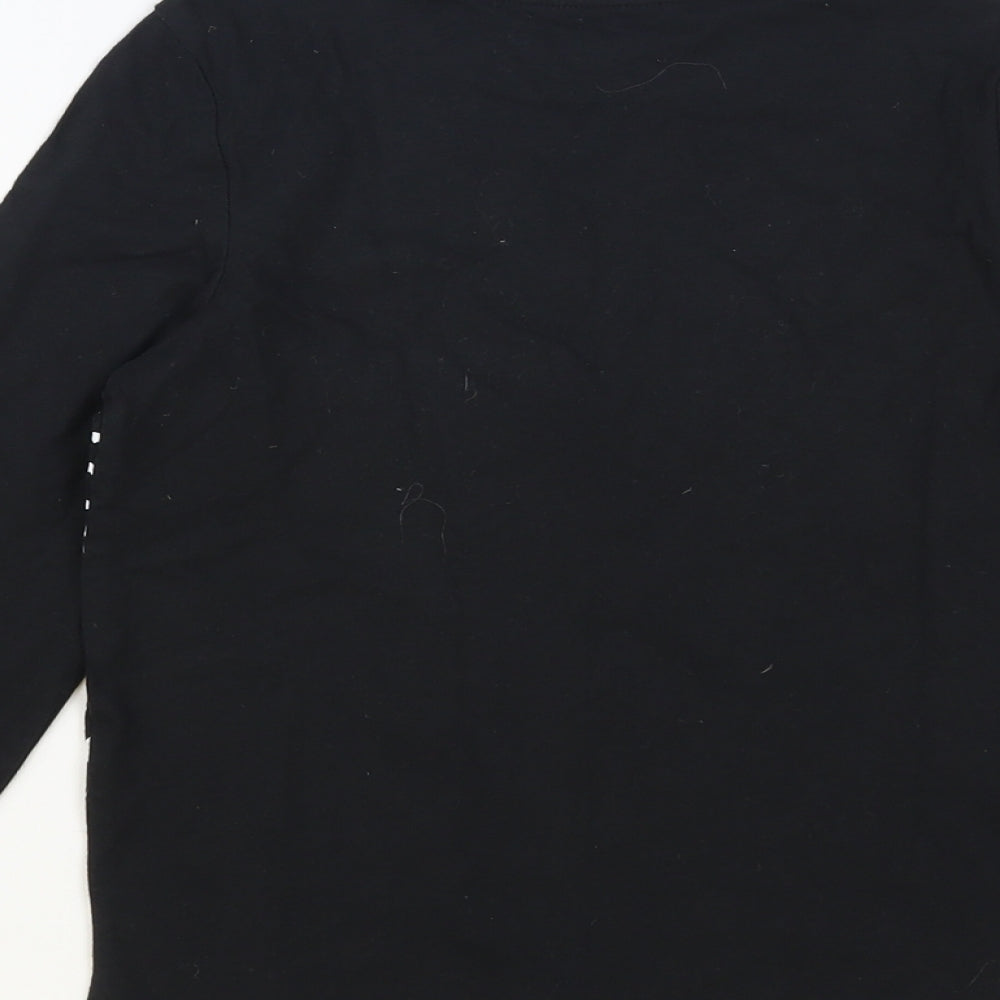 Nutmeg Boys Black Cotton Pullover T-Shirt Size 6-7 Years Crew Neck Pullover - Tiger
