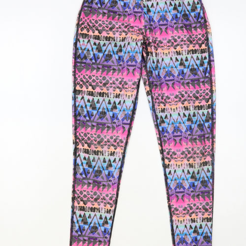 Pure Simple Gym Womens Multicoloured Geometric Polyester Compression Leggings Size 6 L28 in Regular Pullover