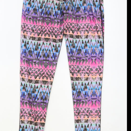 Pure Simple Gym Womens Multicoloured Geometric Polyester Compression Leggings Size 6 L28 in Regular Pullover