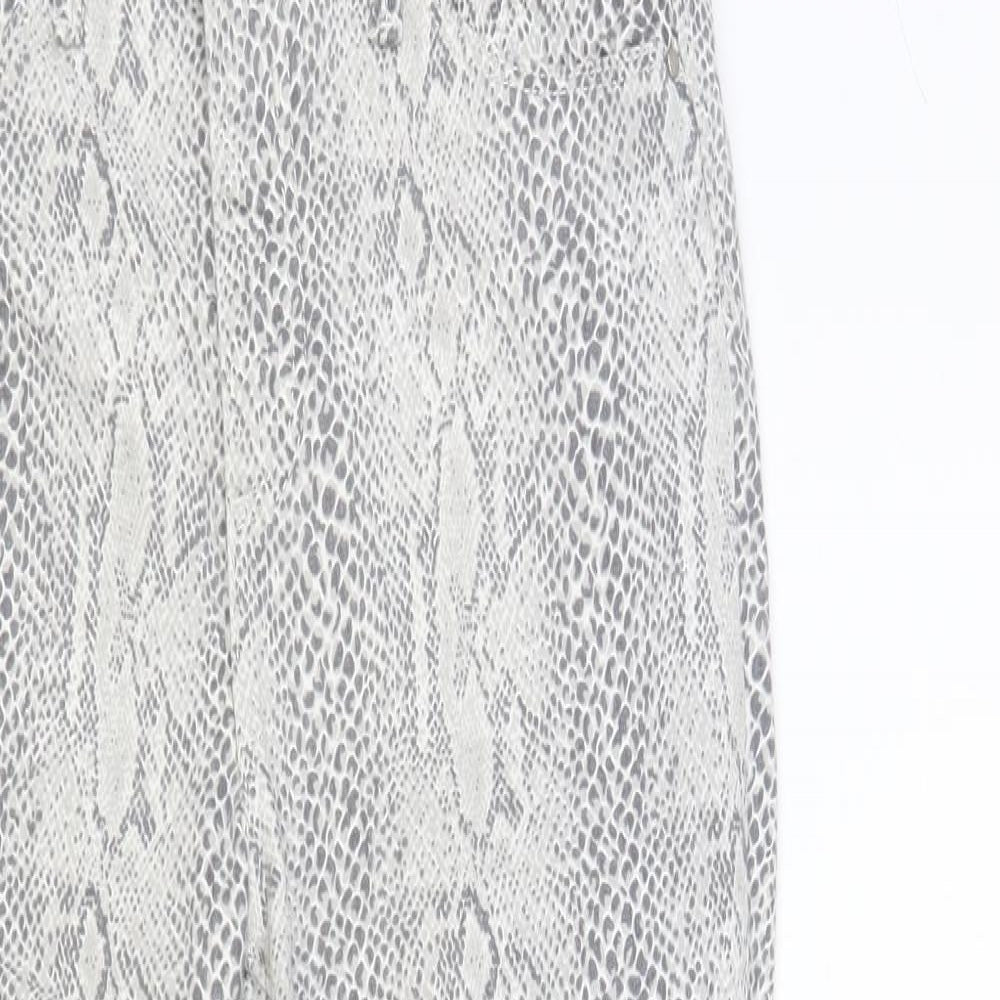 River Island Womens Grey Animal Print Cotton Skinny Jeans Size 10 L27 in Regular Button - Snakeskin