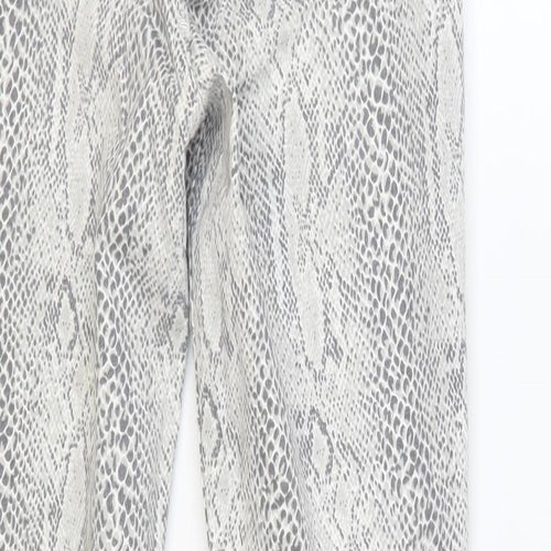 River Island Womens Grey Animal Print Cotton Skinny Jeans Size 10 L27 in Regular Button - Snakeskin